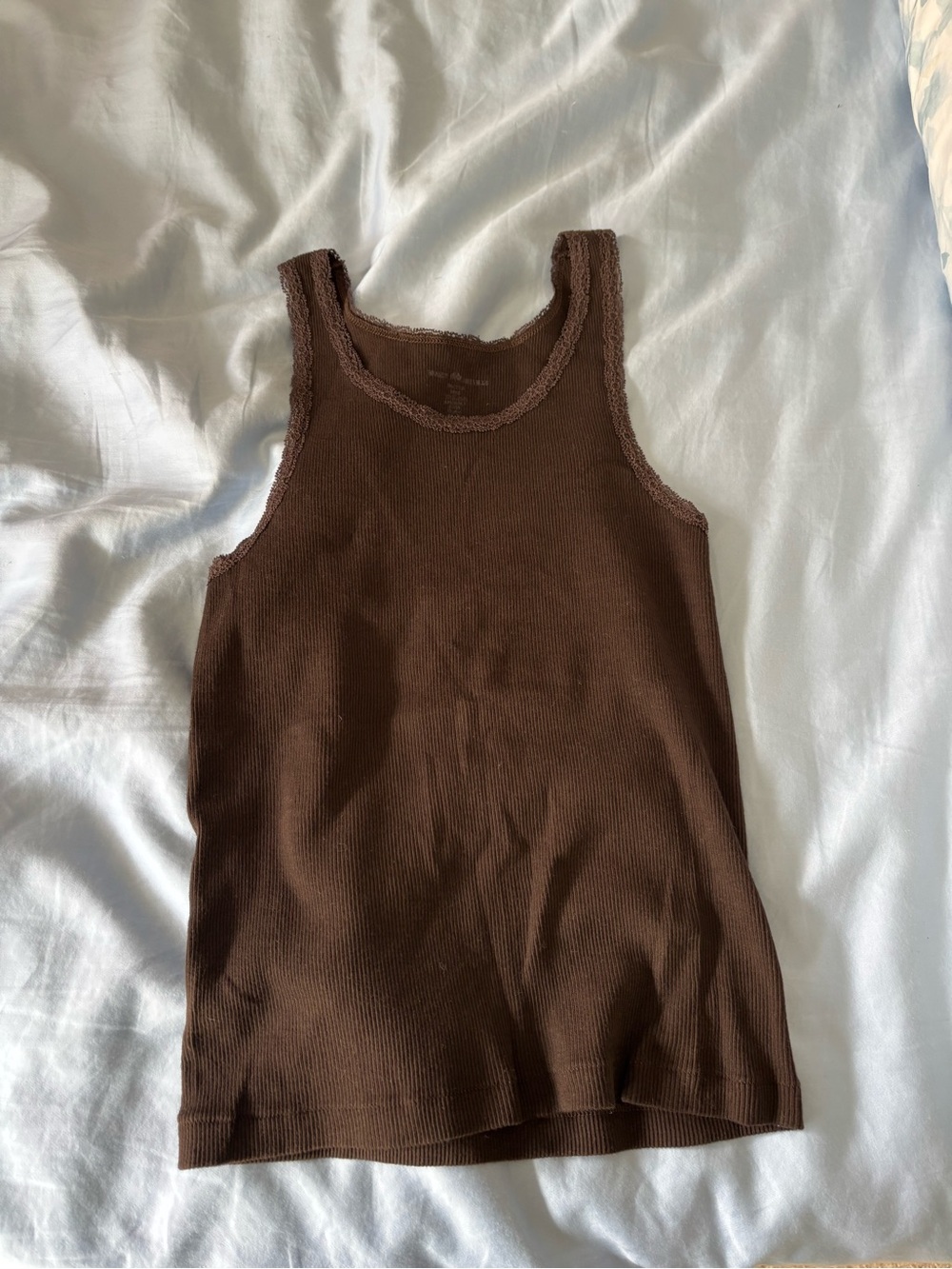 Brandy Melville Chocolate Brown Ribbed Tank Top